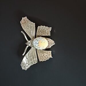 Painted ceramic Butterfly and Metal Pin. Vintage